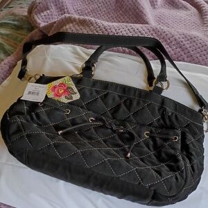 Quilted Black Shoulder Bag with Double Strap Detailing